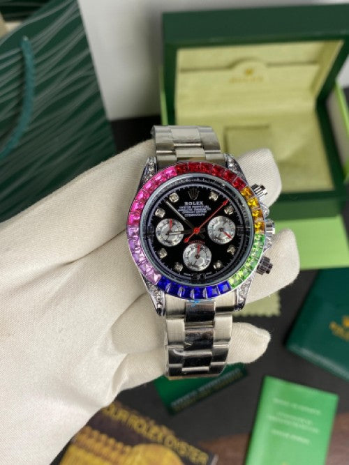 luxury Watch Rainbow silver