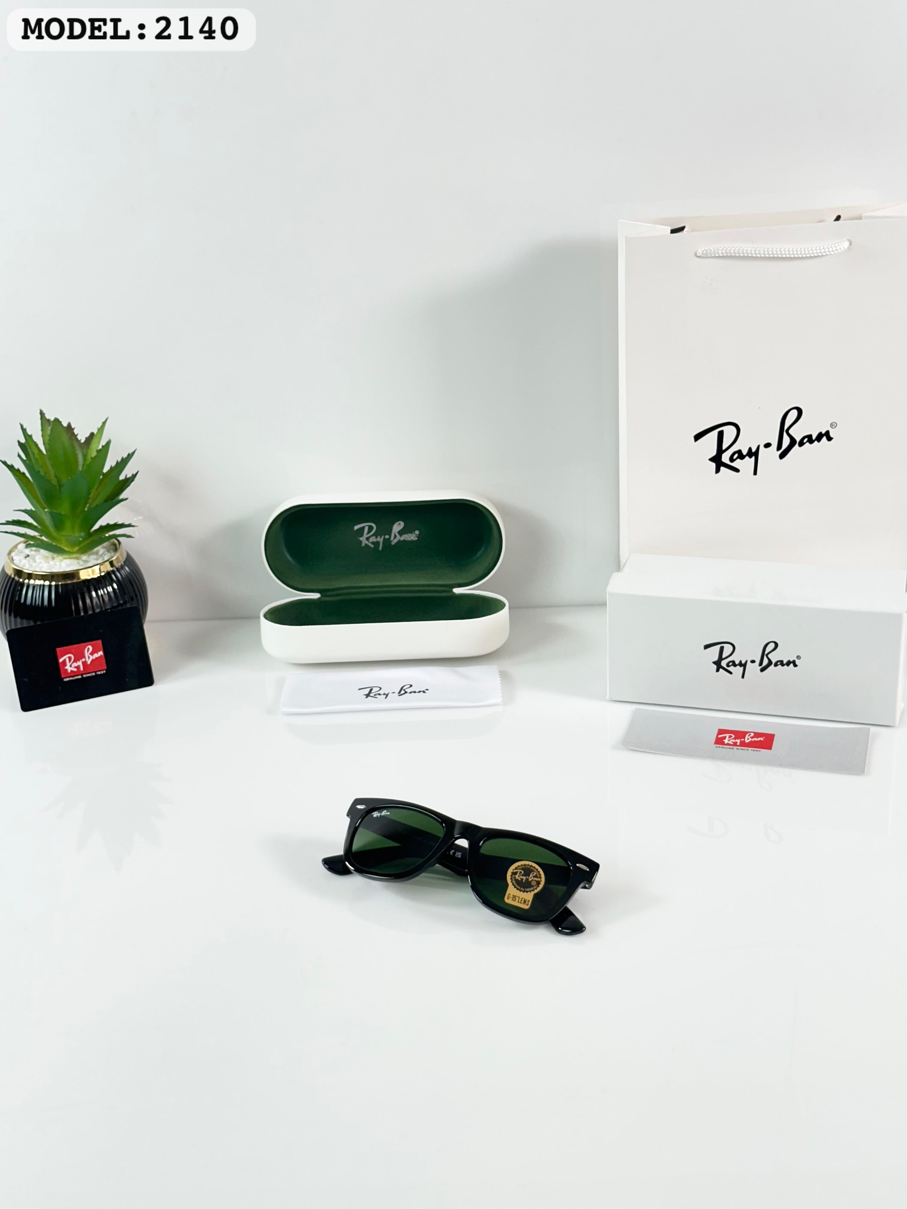 RAY 2140 SHINE BLACK GREEN SUNGLASS