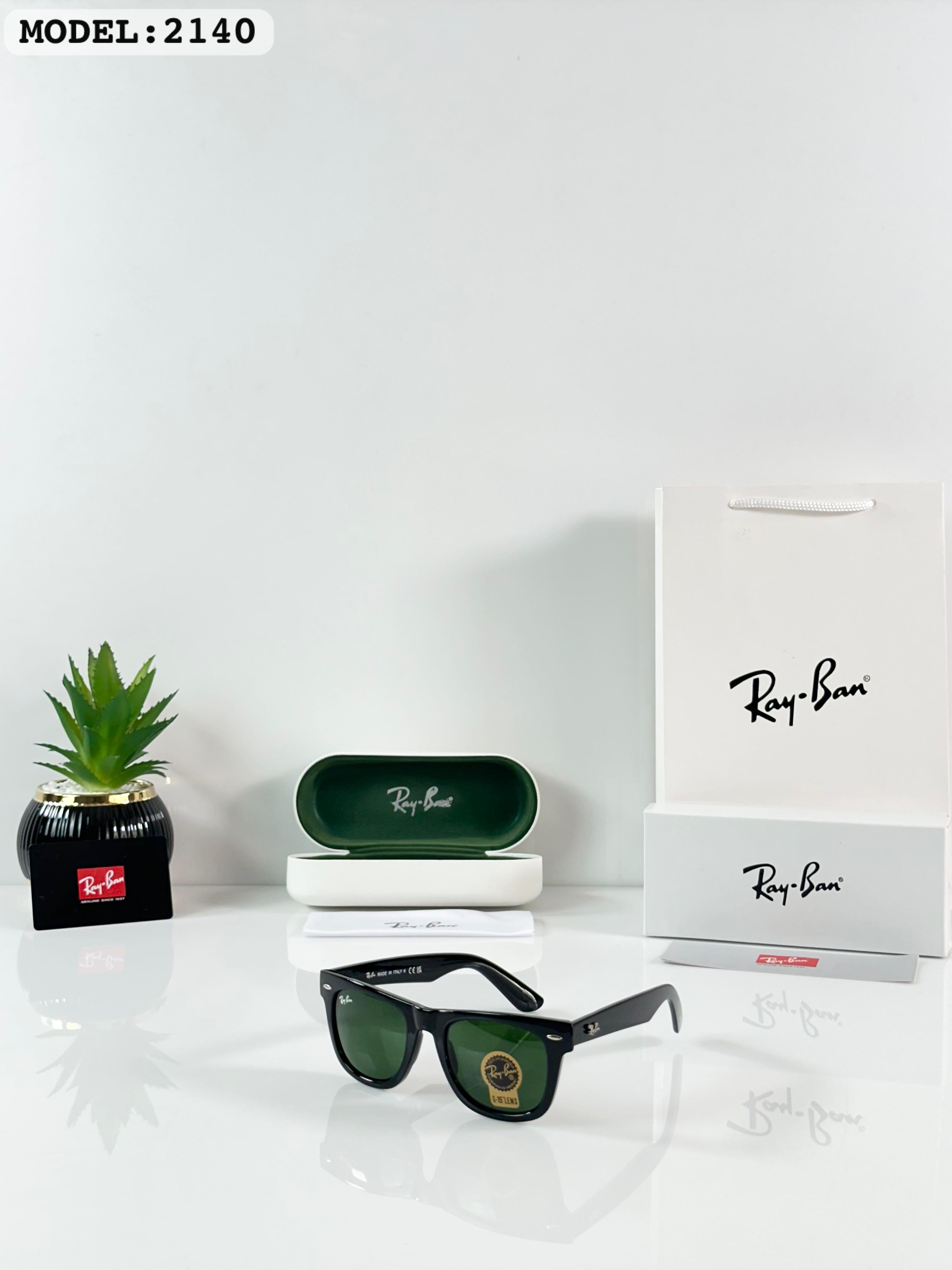 RAY 2140 SHINE BLACK GREEN SUNGLASS