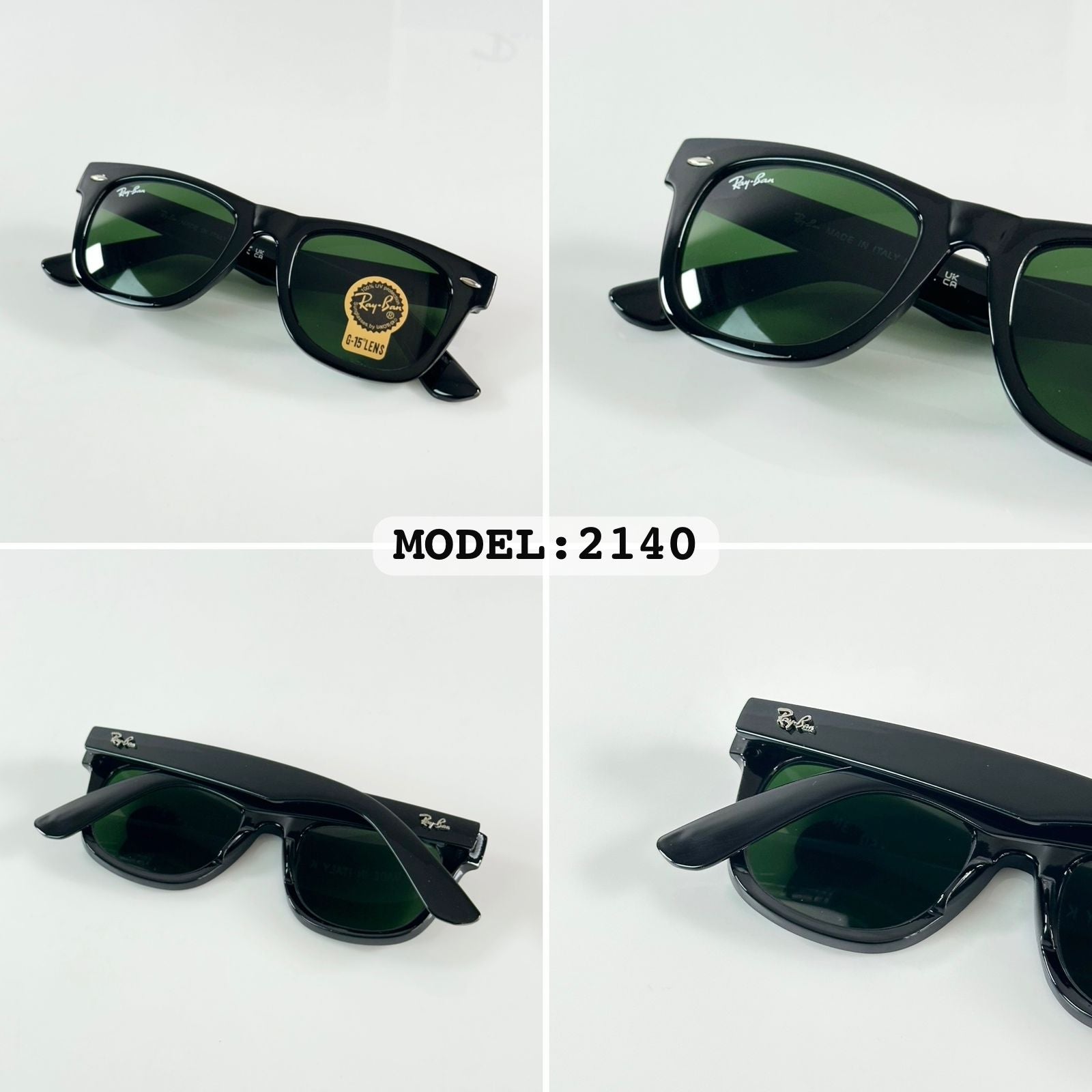 RAY 2140 SHINE BLACK GREEN SUNGLASS