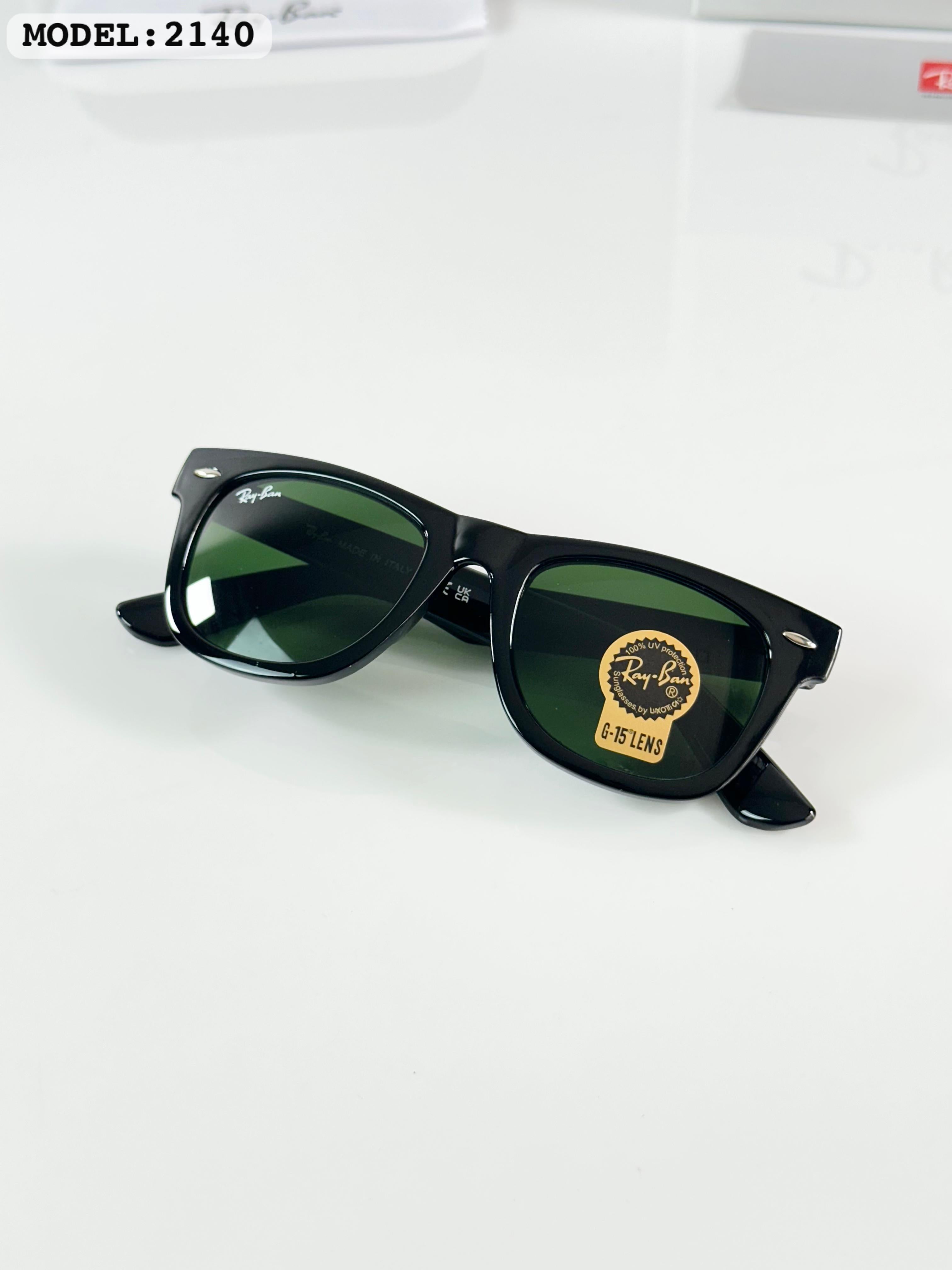 RAY 2140 SHINE BLACK GREEN SUNGLASS
