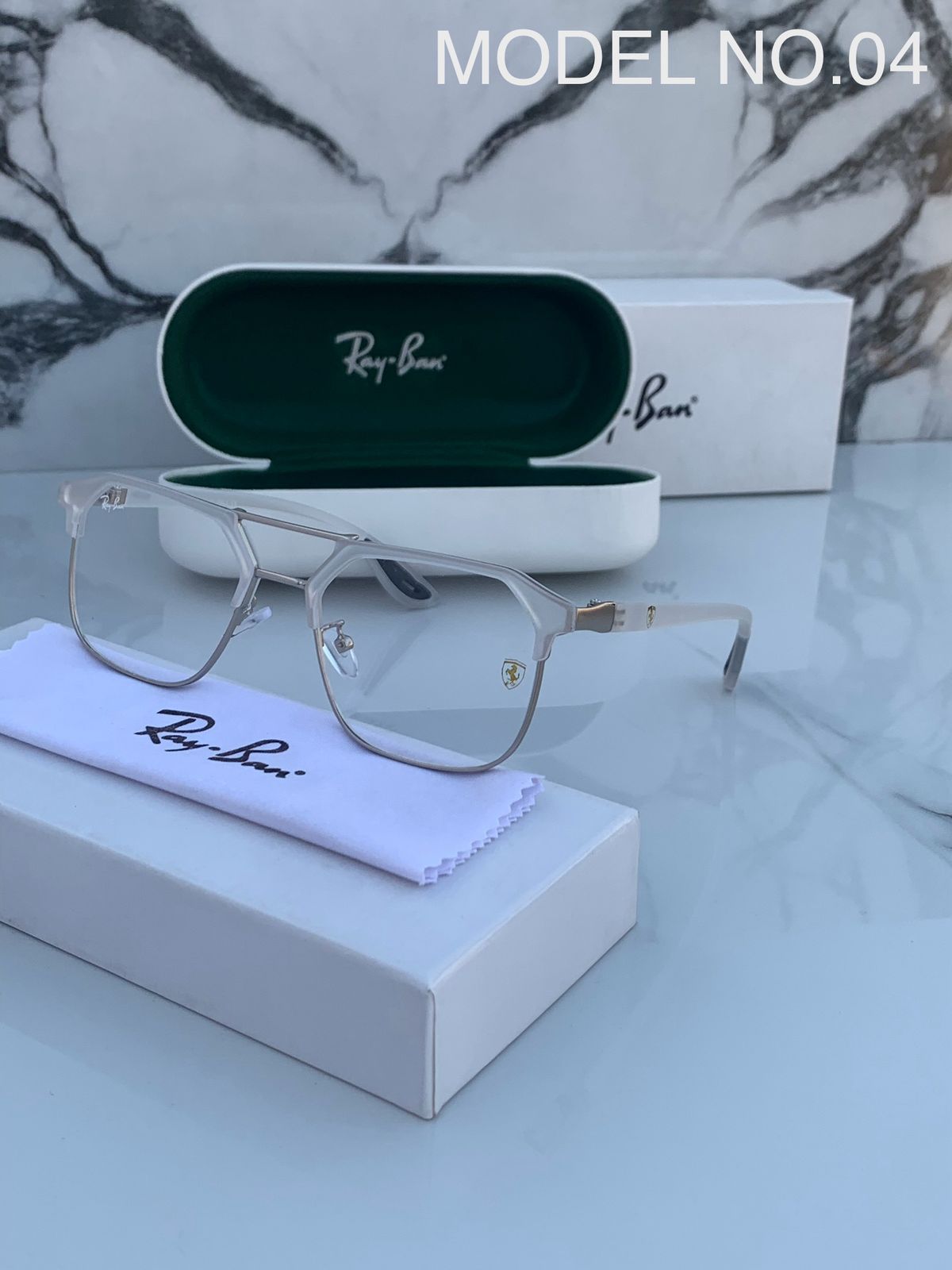 Ra_yban 04 white plano  SUNGLASS
