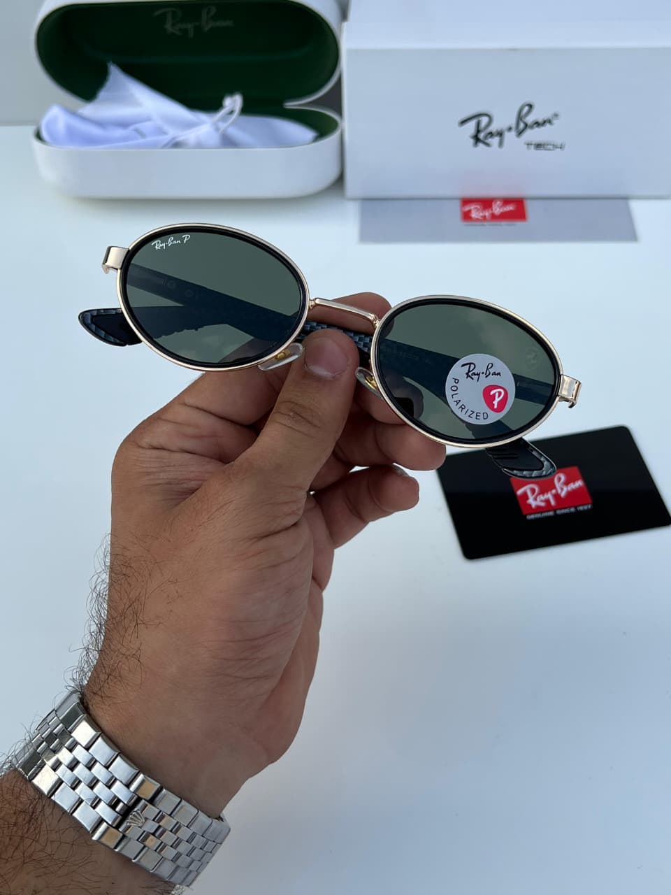 Rayb_an 82006 gold green  SUNGLASS