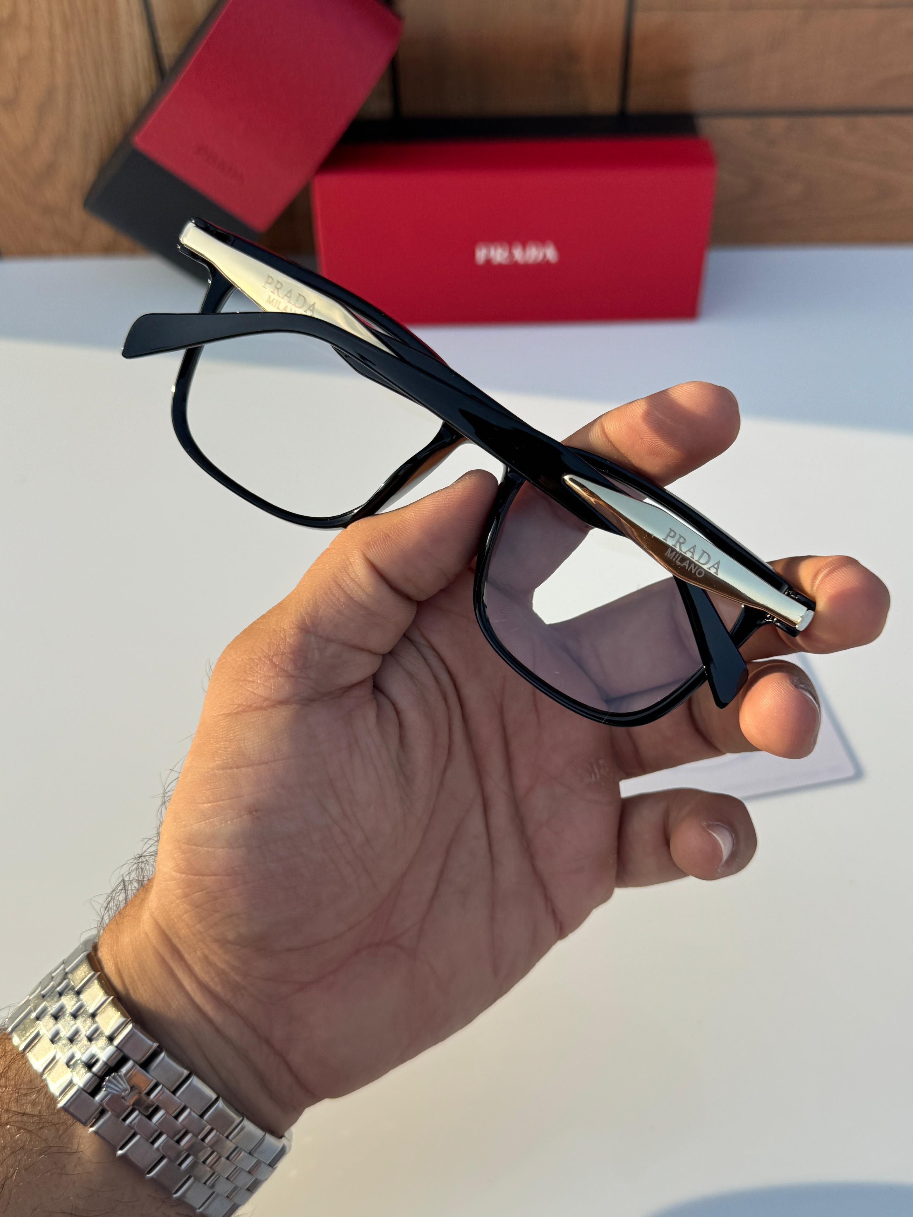 Pra_da 58177 black gold plano SUNGLASS